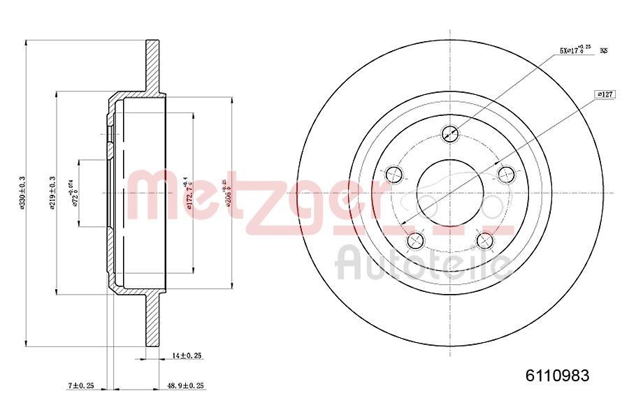 METZGER Jarrulevy 6110983 6110983 METZGER Sport-jarrulevyt DODGE