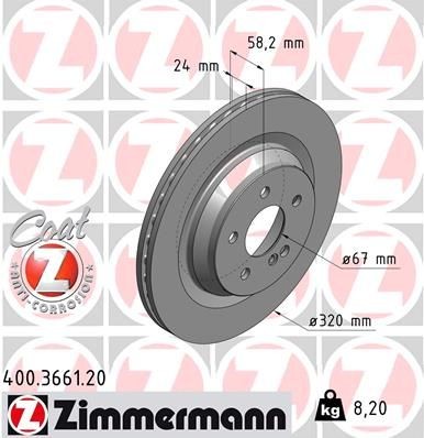 Remschijf ZIMMERMANN 400.3661.20 ZIMMERMANN COAT Z 400.3661.20 Remschijven MERCEDES-BENZ SL 2009