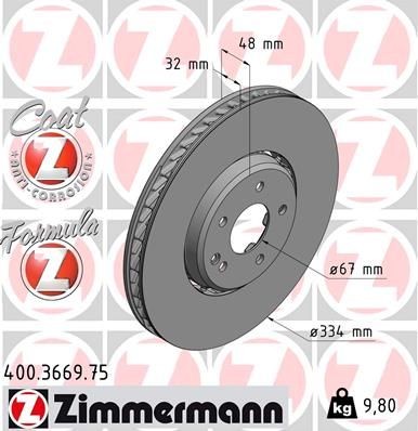 ZIMMERMANN Bremseskive 400.3669.75 ZIMMERMANN 400.3669.75 Sportsbremseskiver Mercedes A208 til en fordelagtig pris