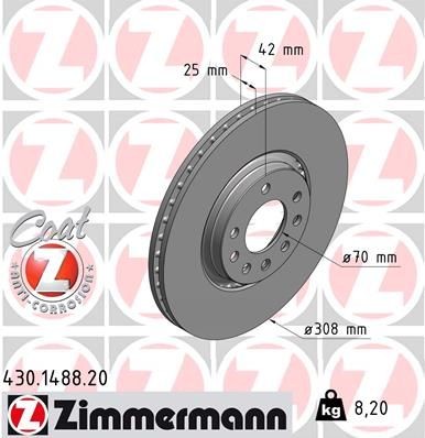 ZIMMERMANN Bremsscheibe 430.1488.20 ZIMMERMANN COAT Z 430.1488.20 Fahrzeugtuning SAAB 9-3 Cabriolet (YS3D) 2003