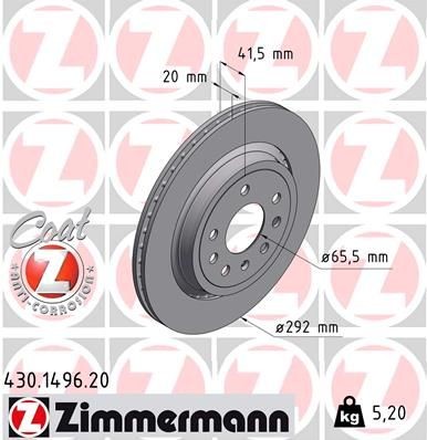 ZIMMERMANN Disco de travão 430.1496.20 ZIMMERMANN Discos de travão desportivos SAAB COAT Z 430.1496.20