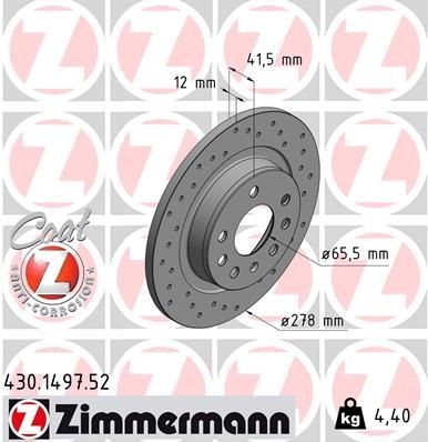 ZIMMERMANN Disco de travão 430.1497.52 430.1497.52 ZIMMERMANN Discos de travão desportivos Saab baratos