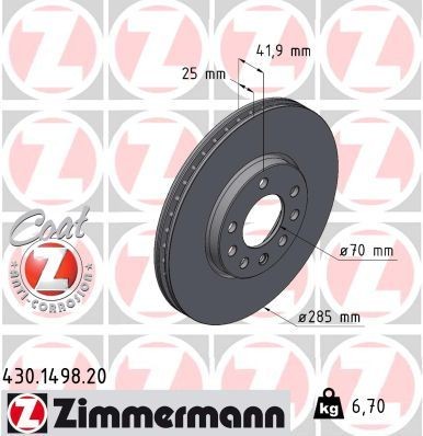 ZIMMERMANN Disco de travão 430.1498.20 430.1498.20 ZIMMERMANN Discos de travão desportivos Saab baratos