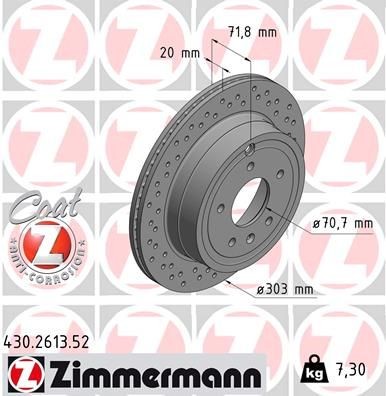 ZIMMERMANN Remschijf 430.2613.52 Sportremschijven ZIMMERMANN CHEVROLET SPORT COAT Z 430.2613.52
