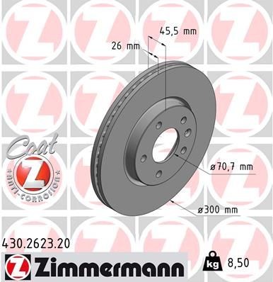 ZIMMERMANN Brzdový kotouč 430.2623.20 Športové brzdové kotúče ZIMMERMANN CRUZE 430.2623.20 lacné
