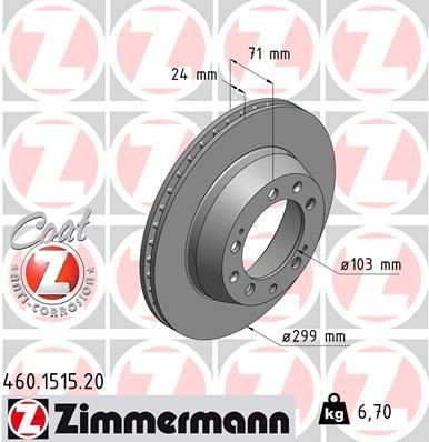 ZIMMERMANN Bremžu diski 460.1515.20 ZIMMERMANN 460.1515.20 Bremžu diski PORSCHE 928 Coupe 4.5 222 ZS 1977