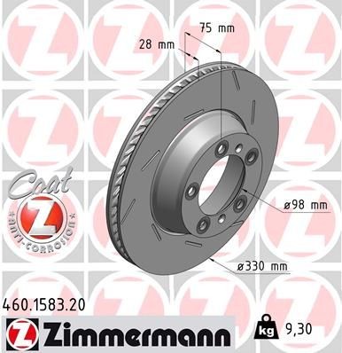 ZIMMERMANN Brake disc 460.1583.20 ZIMMERMANN 460.1583.20 genuine PORSCHE Panamera (972) performance brake discs price