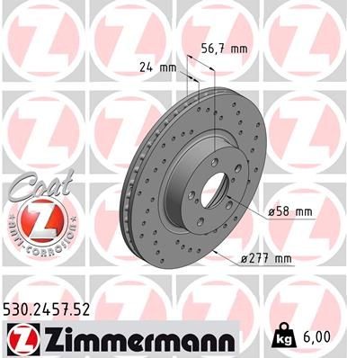 ZIMMERMANN Disque de frein 530.2457.52 Disques de frein Subaru GR 530.2457.52 ZIMMERMANN