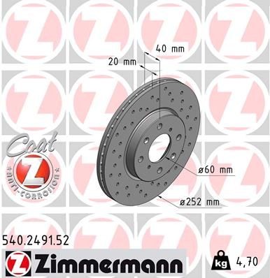 ZIMMERMANN Disque de frein 540.2491.52 Suzuki JIMNY Disque de frein sport ZIMMERMANN SPORT COAT Z 540.2491.52