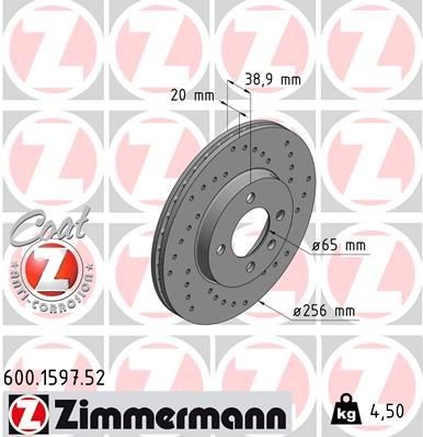 ZIMMERMANN Bromsskiva 600.1597.52 ZIMMERMANN 600.1597.52 Bromsskivor Passat B2 Sedan (32B) original