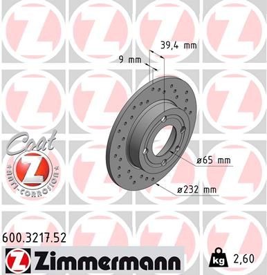 ZIMMERMANN Disco de travão 600.3217.52 ZIMMERMANN 600.3217.52 Disco de travão Volkswagen Polo 6N2 preço