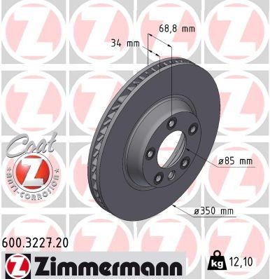 Disco de travão ZIMMERMANN 600.3227.20 ZIMMERMANN COAT Z 600.3227.20: Disco de travão Audi Q7 2012