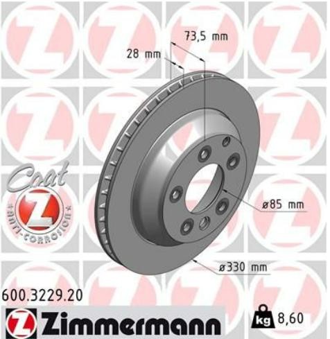 Δισκόπλακα ZIMMERMANN 600.3229.20 ZIMMERMANN COAT Z 600.3229.20 Δισκόπλακα AUDI Q7 2006