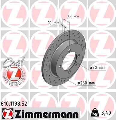 ZIMMERMANN Disco freno 610.1198.52 ZIMMERMANN 610.1198.52 Dischi freno sportivi Volvo S40 1 prezzo