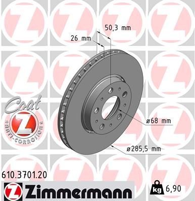 ZIMMERMANN Brake disc 610.3701.20 VOLVO 760 ZIMMERMANN brake discs 610370120