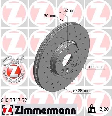 ZIMMERMANN Bremsscheibe 610.3717.52 610.3717.52 ZIMMERMANN SPORT COAT Z Sport-Bremsscheiben Volvo XC60 1 Kosten