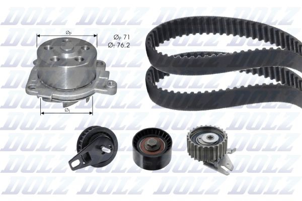 DOLZ Veepump + hammasrihmakomplekt KD181 DOLZ KD181 Veepump + hammasrihma komplekt Alfa Romeo 155 167 hind