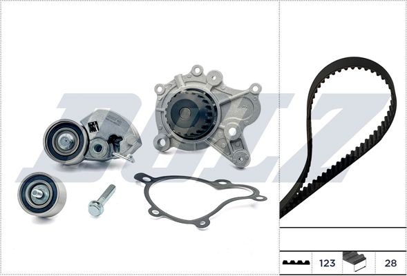 DOLZ Tandremssæt med vandpumpe KD183 pris Vandpumpe + tandremssæt Hyundai XD KD183 DOLZ