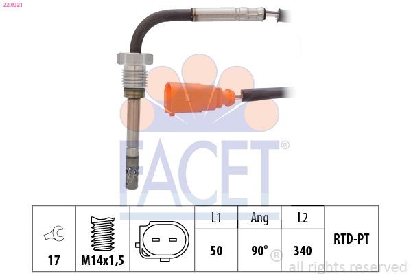 FACET Palpeur, température des gaz 22.0321 22.0321 Sonde de température FACET AUDI A1