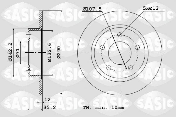 SASIC Δισκόπλακα 6100042 6100042 Δισκόπλακες TOYOTA COROLLA SASIC