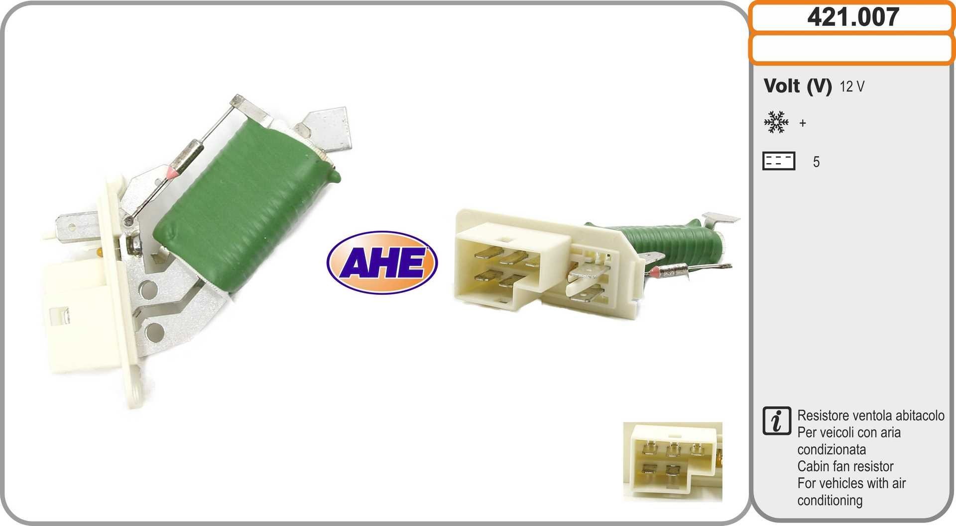 AHE Resistore addizionale, Elettromotore-Ventola radiatore 421.007 421.007 costo Resistenza ventola abitacolo AHE CITROËN XSARA