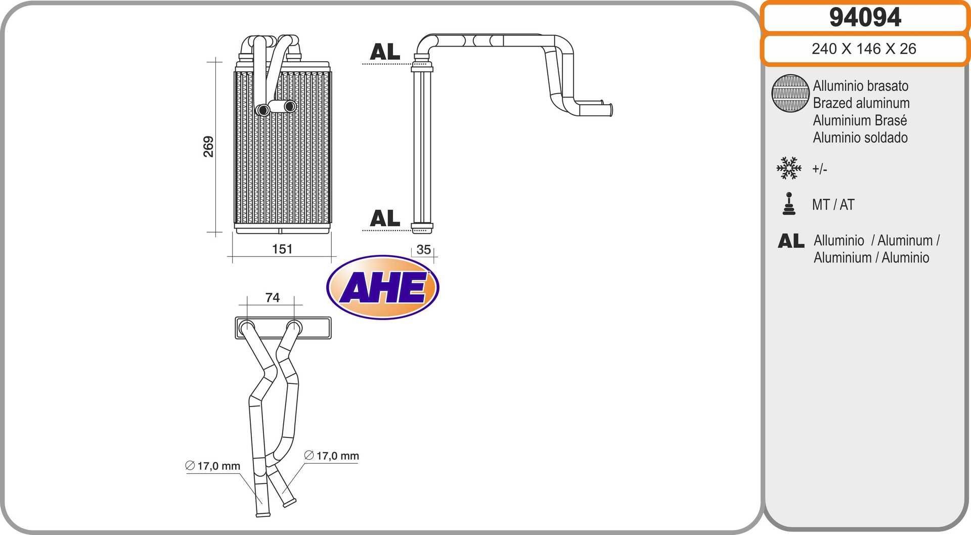 AHE Wärmetauscher 94094 94094 Wärmetauscher Heizung MITSUBISHI PAJERO AHE kaufen