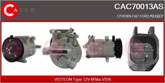 CASCO Compressore aria condizionata CAC70013AS CASCO CAC70013AS Compressore AC Ford Transit Tourneo MK6 prezzo