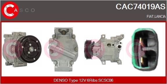 Compressor, ar condicionado CASCO CAC74019AS CASCO CAC74019AS Compressor de climatização FIAT PANDA 2016