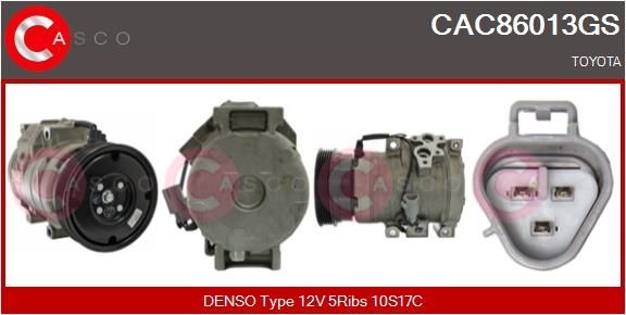 CASCO Κομπρεσέρ air condition CAC86013GS CASCO CAC86013GS Σύστημα κλιματισμού TOYOTA Previa / Estima II (XR30) 2000