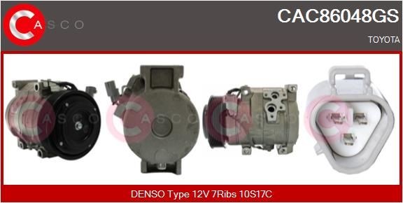 CASCO Compresor, aire acondicionado CAC86048GS CASCO CAC86048GS Aire acondicionado y ventilación TOYOTA Previa / Estima II (XR30)