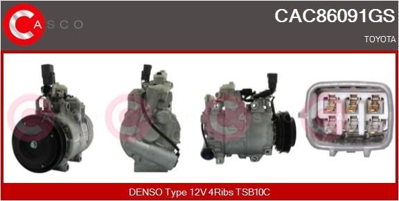AC-kompressor CASCO CAC86091GS CASCO CAC86091GS Kompressor Toyota IQ 2011
