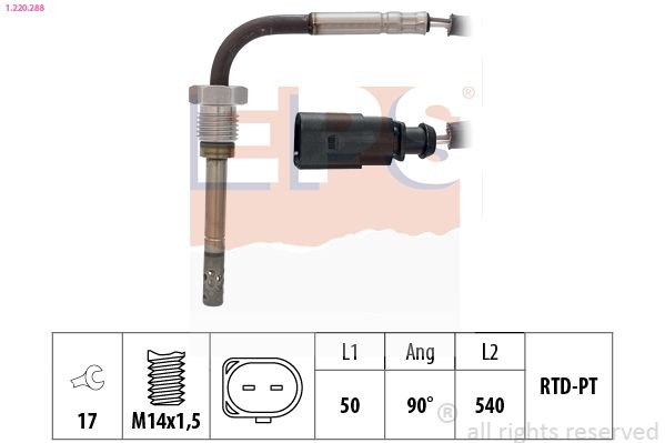 EPS Sensor, temperatura dos gases de escape 1.220.288 Sensor temperatura dos gases de escape EPS Volkswagen GOLF 1.220.288
