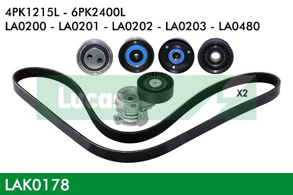 LUCAS Jeu de courroies trapézoïdales à nervures LAK0178 LUCAS Kit complet de courroies d'accessoire MAZDA LAK0178