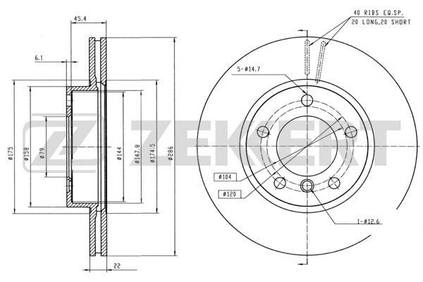 ZEKKERT Jarrulevy BS-5004B BS-5004B ZEKKERT Jarrulevyt BMW 5-sarja hinta