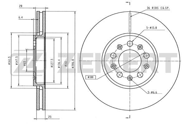 ZEKKERT Bremseskive BS-5030B BS-5030B Bremseskiver ZEKKERT AUDI A1
