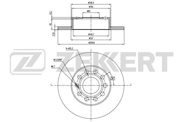 ZEKKERT Bremseskive BS-5042B Bremseskive ZEKKERT Audi A1 BS-5042B