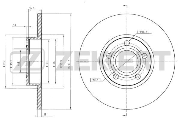 ZEKKERT Brzdový kotouč BS-5080B Kotúče ZEKKERT A4 BS-5080B lacné