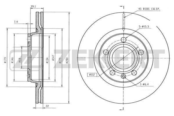 ZEKKERT Bremseskive BS-5195B Bremseskiver ZEKKERT A1 BS-5195B billige