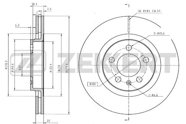 ZEKKERT Bremseskive BS-5251B Bremseskive ZEKKERT A1 BS-5251B billige