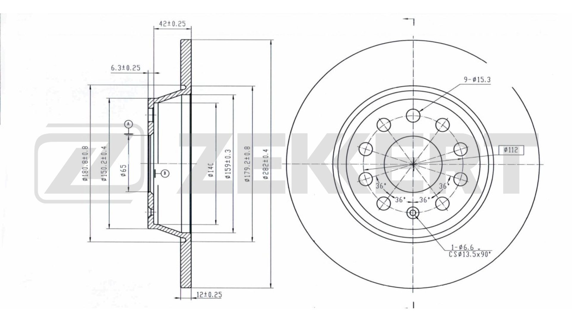ZEKKERT Bremseskive BS-5398B BS-5398B Skiver AUDI A5 ZEKKERT