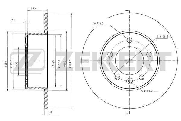 ZEKKERT Jarrulevy BS-5632B Jarrulevy ZEKKERT 305x12mm, 6, täysi