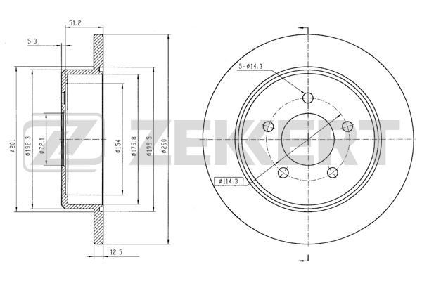 ZEKKERT Remschijf BS-5654B Nissan PATHFINDER Remschijven set ZEKKERT BS-5654B