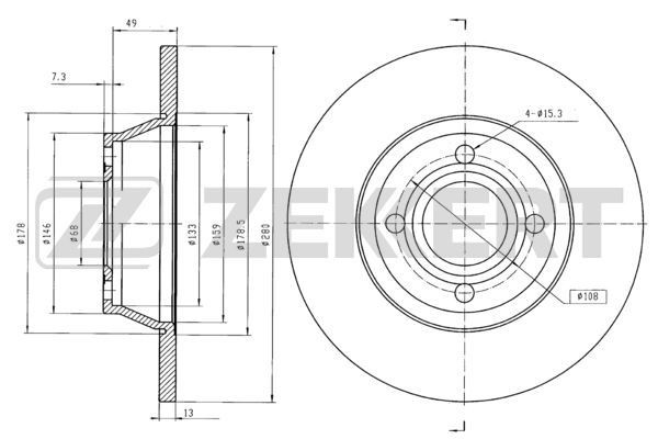 ZEKKERT Δισκόπλακα BS-5763B ZEKKERT Δίσκοι φρένων TOYOTA BS-5763B