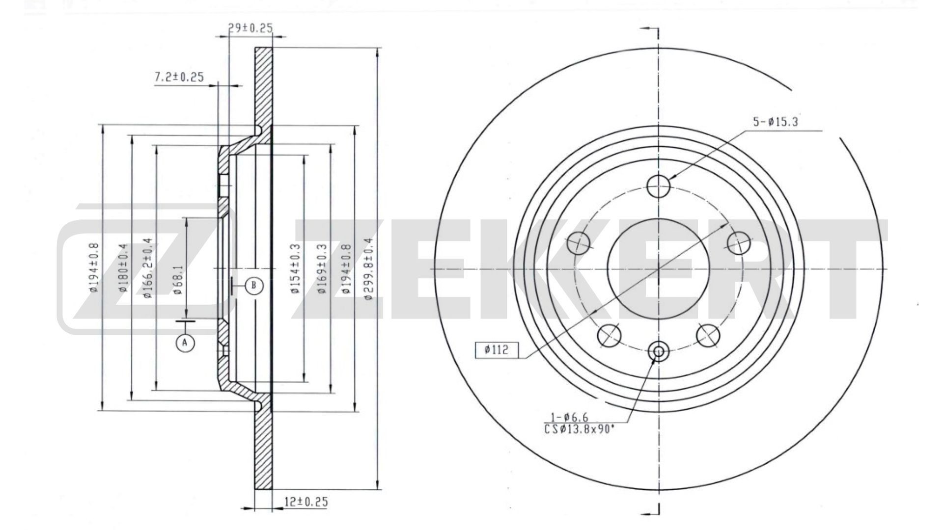 ZEKKERT Δισκόπλακα BS-5842B ZEKKERT Δισκόπλακες TOYOTA BS-5842B