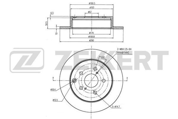 ZEKKERT Brzdový kotouč BS-5858B BS-5858B Brzdové kotúče TOYOTA AURIS ZEKKERT