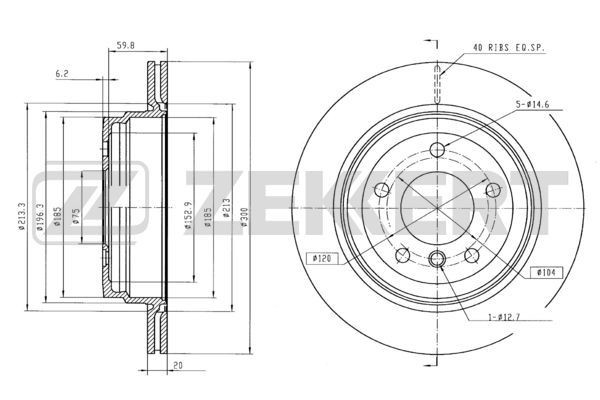 ZEKKERT Bremseskive BS-6007B Bremseskive ZEKKERT LAND ROVER BS-6007B