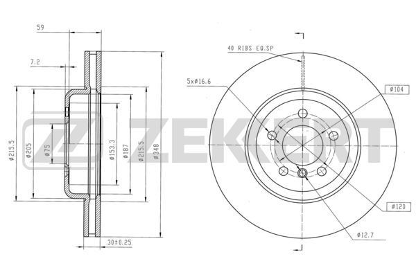ZEKKERT Δισκόπλακα BS-6160B Δίσκοι TOYOTA ZEKKERT BS-6160B