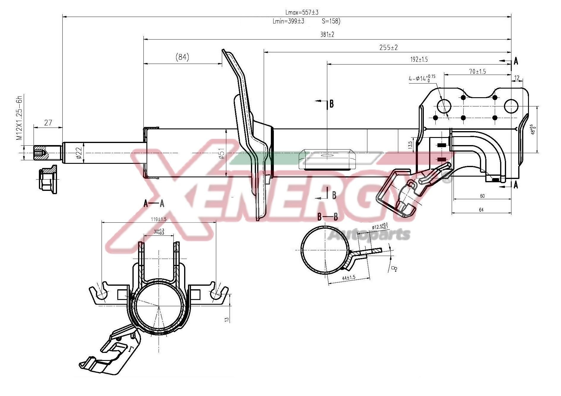 AP XENERGY Stötdämpare X755339 X755339 AP XENERGY komplett fjäderben NISSAN ALMERA