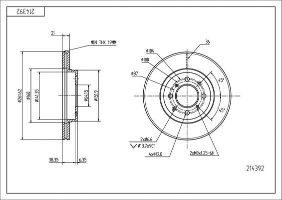 HART Brake disc 214 392 214 392 HART brake rotors MG