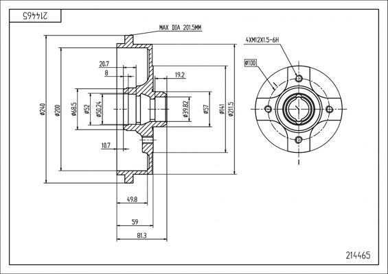 HART Bremsetromle 214 465 214 465 Bremsetromler VW POLO HART